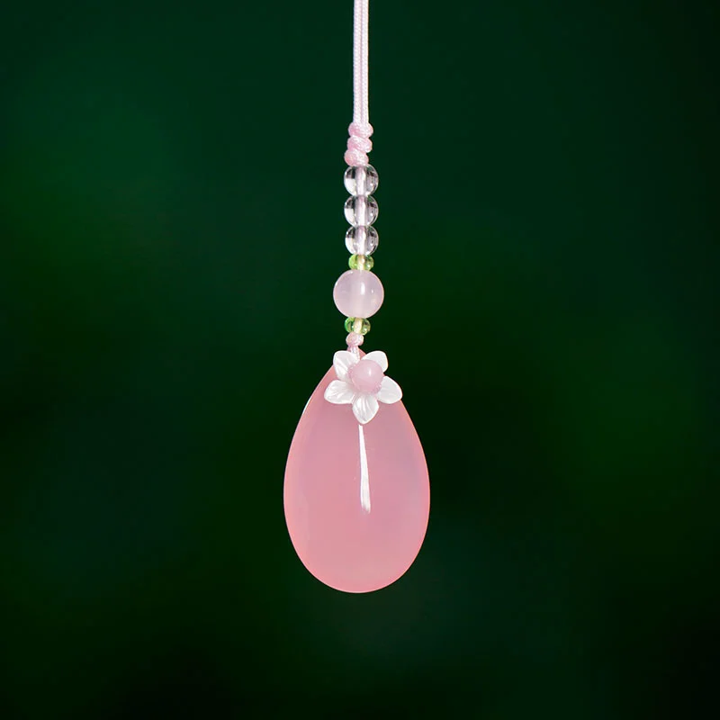 

Pink Chalcedony Droplets Mobile Phone Hanging Rope Pendant Transport Mobile Phone Chain Pendant Jade pendant Exquisite