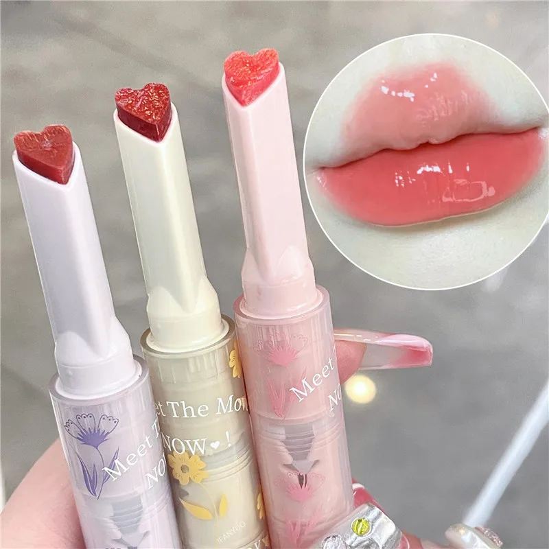 

Cute Flower Moisturize Lipstick Nourishing Mirror Watery Jelly Love Shape Lipstick Pencil Waterproof Non-fading Lip Glaze Makeup