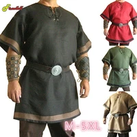cosplay medieval vintage renaissance viking warrior knight larp costume adult men nordic army pirate tunic shirt tops outfits