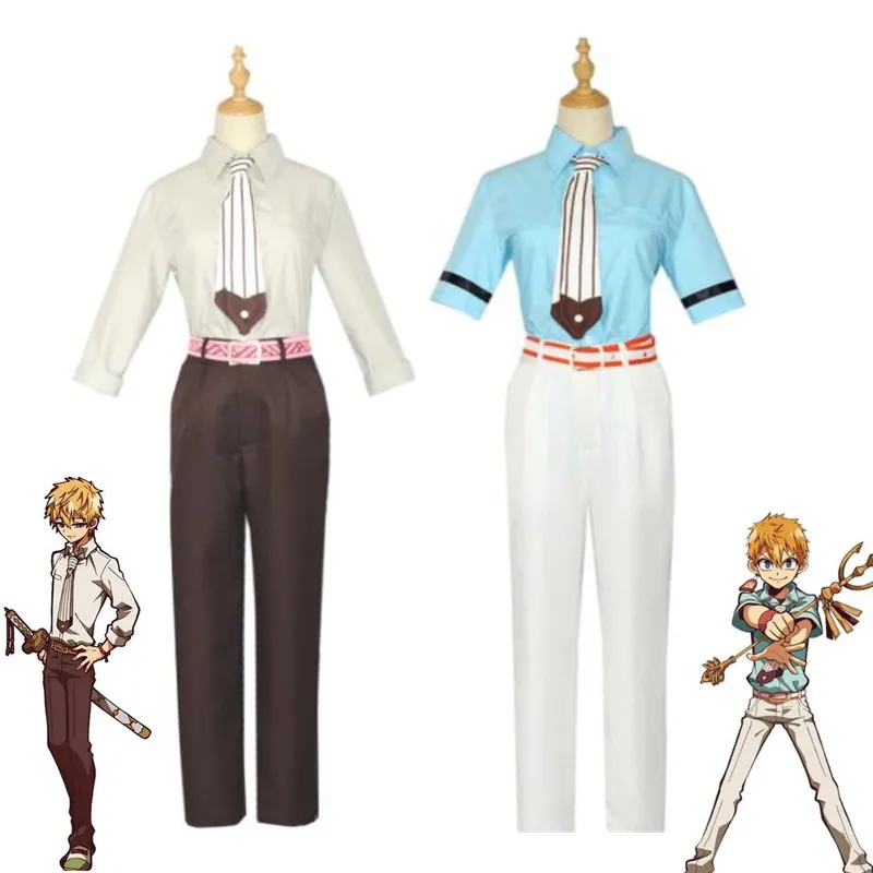 

Anime Toilet-bound Hanako-kun Cosplay Costumes Minamoto Kou Men's Shirt Pants Uniform Suit Necktie Belt Earrings Halloween Gift