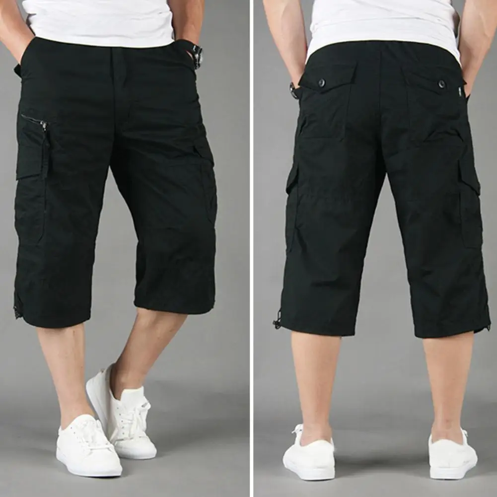 

Stylish Cropped Pants 3D Cutting Cropped Trousers Mid-rise Dressing Up Men Casual Loose Cargo Cropped Trousers