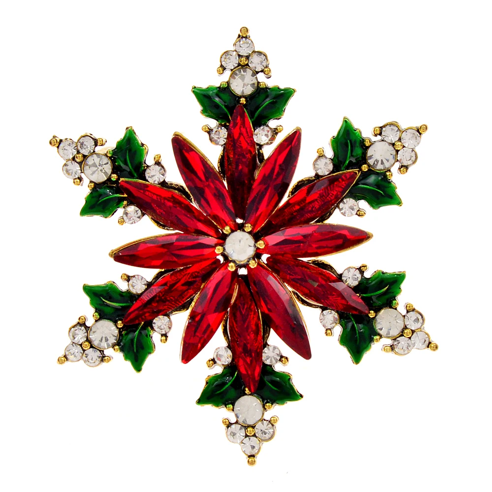 CINDY XIANG New Arrival Christmas Crystal Snowflake Pin Winter Festivel Brooch Enamel Jewelry Wedding Party Decorations