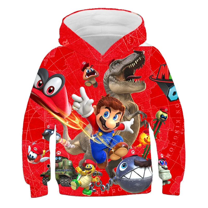 

New Dinosaur Clothes Mario-Bros Hoodie 3D Printing Hoodies Sweatshirt Baby Boys Casual Children Clohting Girls Tops Kids Clothes