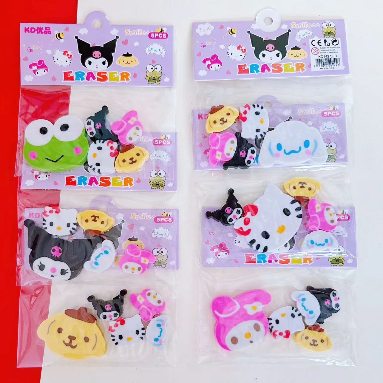 

Sanrio ластик один большой и четыре маленькие 5 в сумке милый дизайн куклы Kuromi понравико ученик коррекция ошибок письма стирать