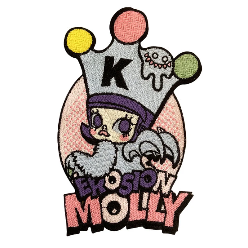 

1PC Sewing Embroidery Clown Girl Patches Anime Kawaii Clothes Patch For Cothing Bordado Custom Pink Patch For Jackets Cartoon