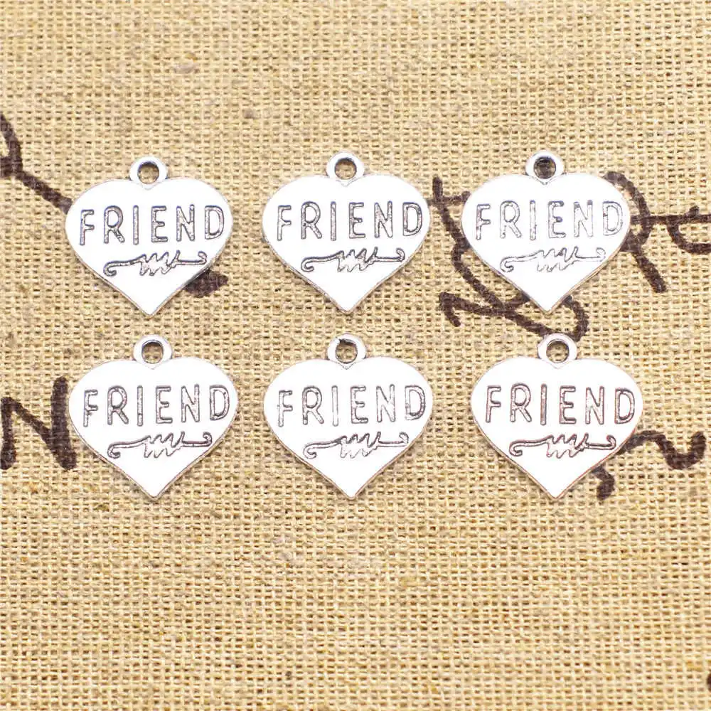 

Friend Jewelry Charms Pendants Handmade Products 18X18mm Antique Silver Color 10 Pieces