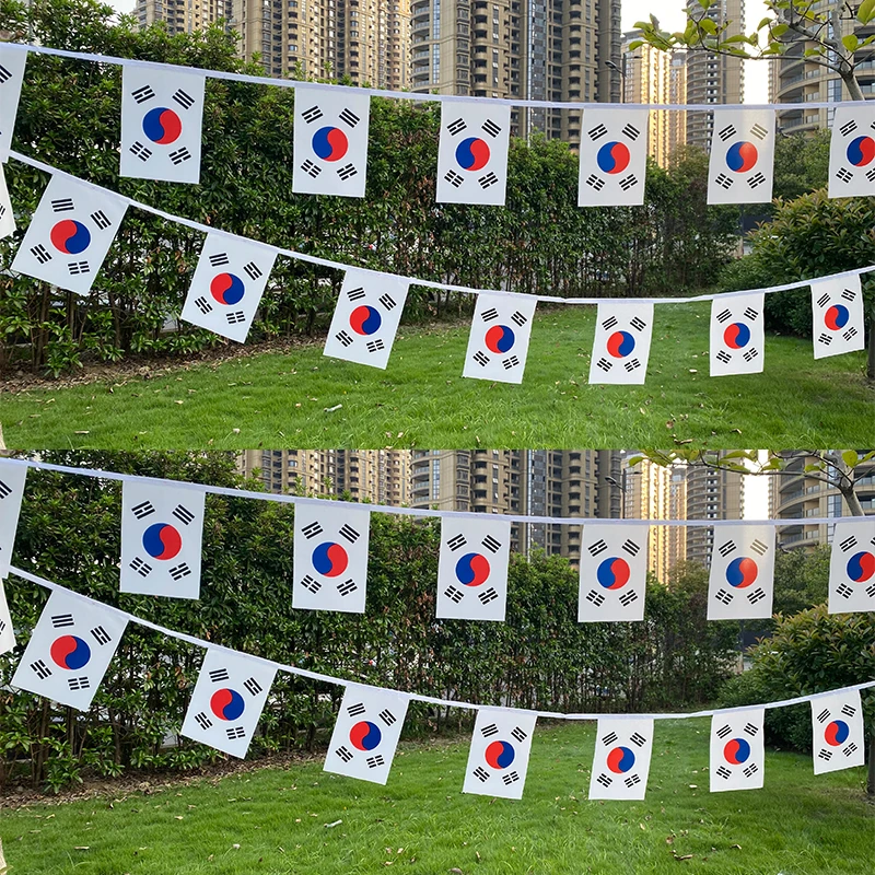 

Aerlxemrbrae 20pcs/lot Korea bunting flags 14x21cm Pennant Korea String Banner Buntings Festival Party Holiday