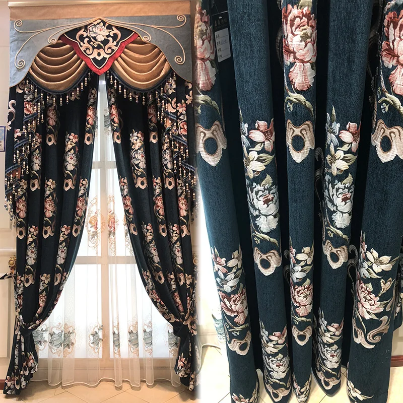 

Luxury European-style Jacquard High-precision Curtains for Bedroom and Living Room High Quality High-precision Shading