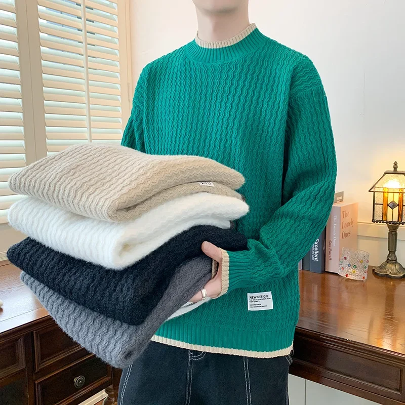 Men's Autumn/Winter Casual Sweater Fashionable Round Neck Pullover Quick Selling Outside Trade Export Quality Coat