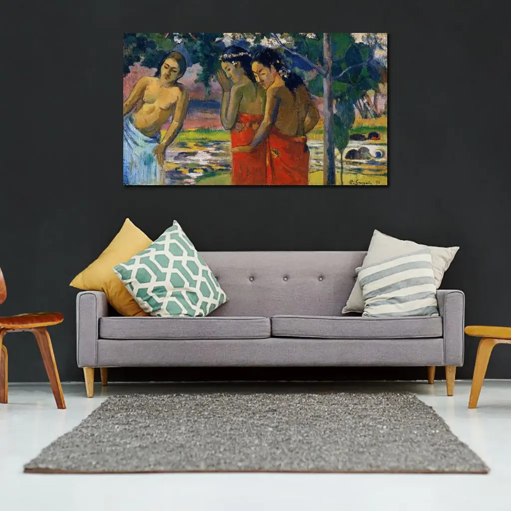 Картина на холсте три таитянские женщины пол гаугин картина маслом