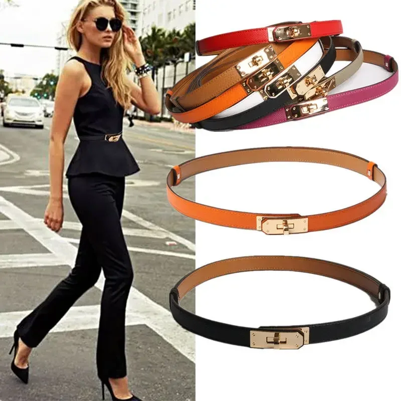 

Calfskin Women Pantband Adjustable Telescopic Waist Lead Layer Cowhide Palm Print Decorative Bunches Luxury Design Leather Belt