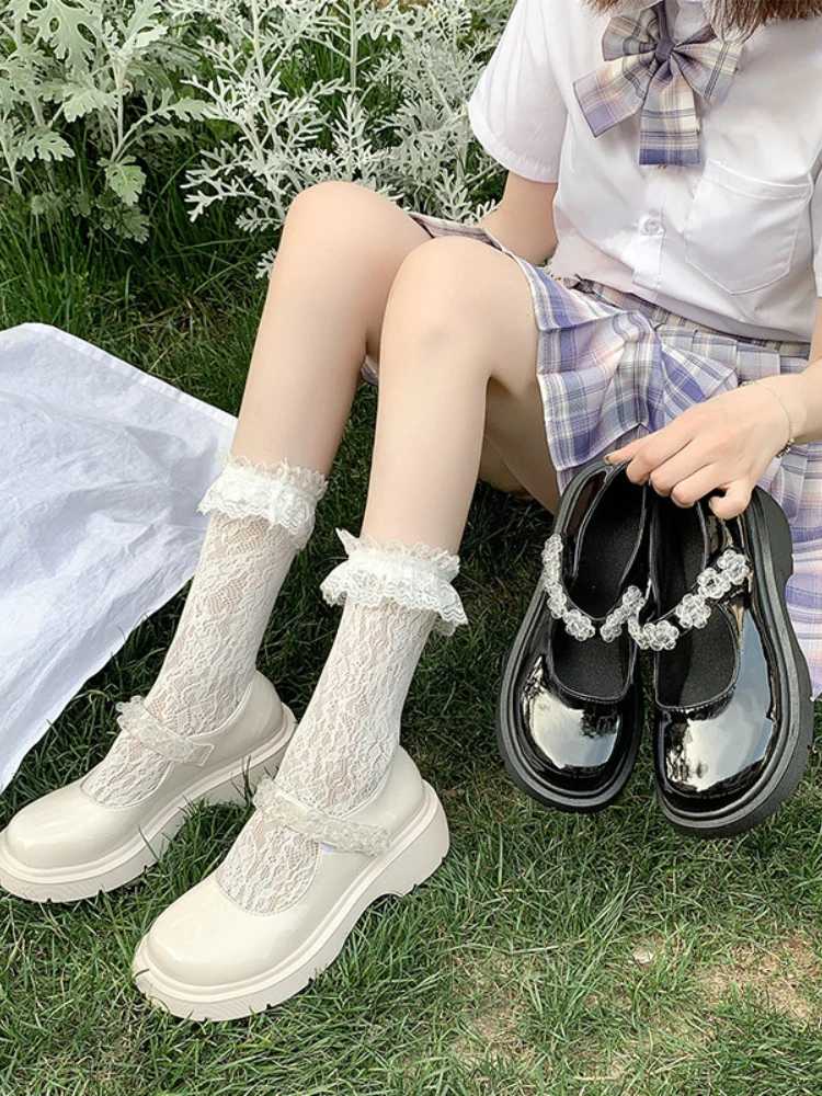 

Round Toe Kawaii Lolita Shoes Girls Mary Janes Japanese 2022 Summer Pure Color Caual Platform Shoes Non Slip Slim Fashion Shoes