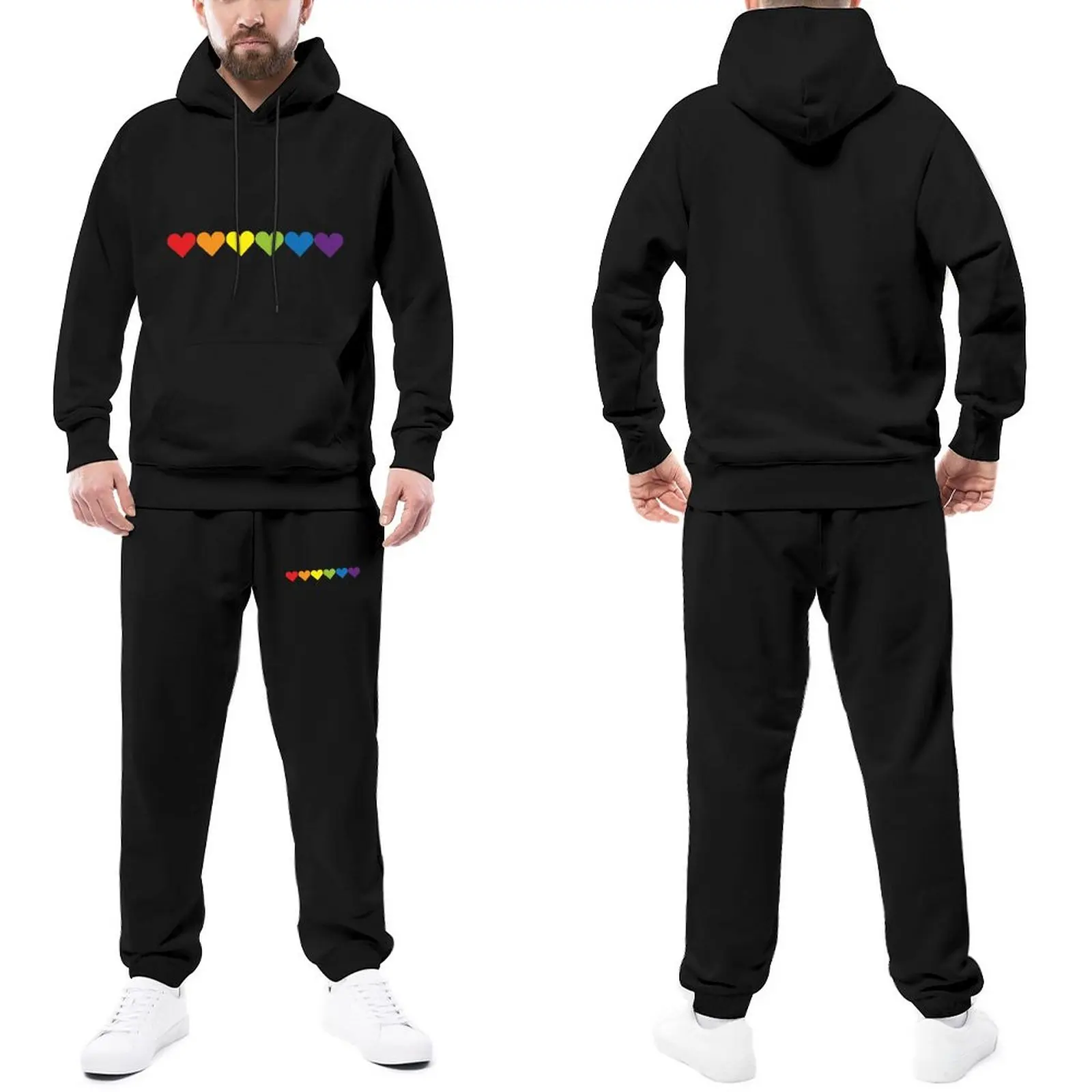 

Pride Hearts LGBT Gay Trapstar Tracksuits Winter Homosexual Slogan Hoodie Set Men Retro Jogging Suit Casual Hoody Sweatpant Set