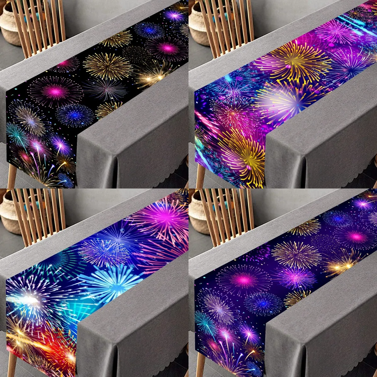 С Новым годом настольная дорожка Рождественский фейерверк декор стола для дома