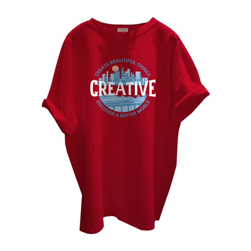 INS модная хлопковая футболка средней длины с буквенным принтом и короткими