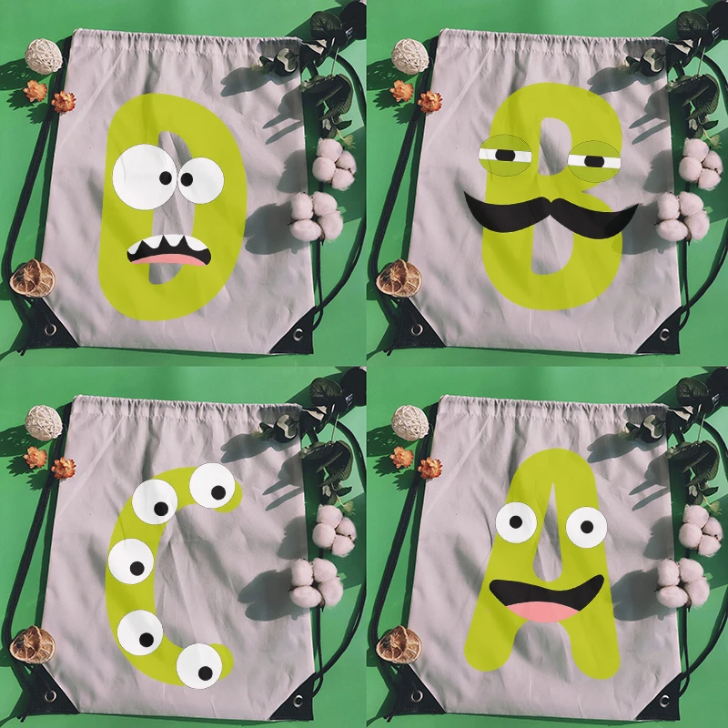 

Сумка на шнурке Kawaii креативный рюкзак с принтом алфавита для женщин и мальчиков-подростков рюкзак для девочек женская сумка для йоги