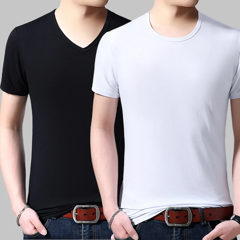 

Summer Men's Men's V-neck Solid T Shirt Color Slim Short Sleeve Men's Youth T-shirt Red White Black T Shirts