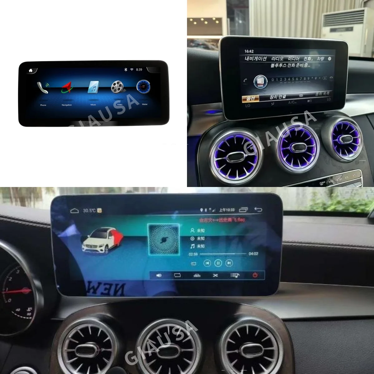 QLED экран 12 3 дюйма Автомобильный радиоприемник GPS CarPlay Android 14 для Mercedes Benz C V X Class GLC