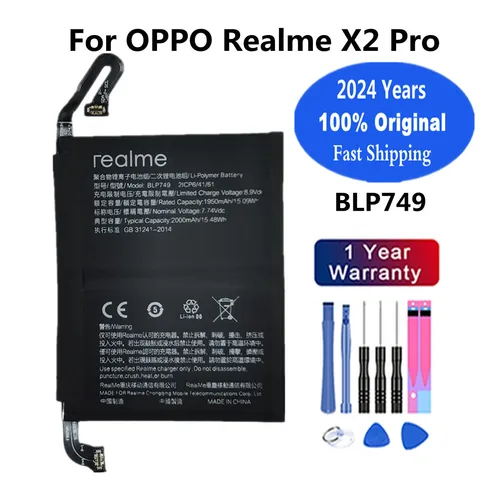 2024 год, 4000 мАч BLP749, оригинальный аккумулятор для OPPO Realme X2 Pro X2Pro rmx830, Высококачественная аккумуляторная батарея