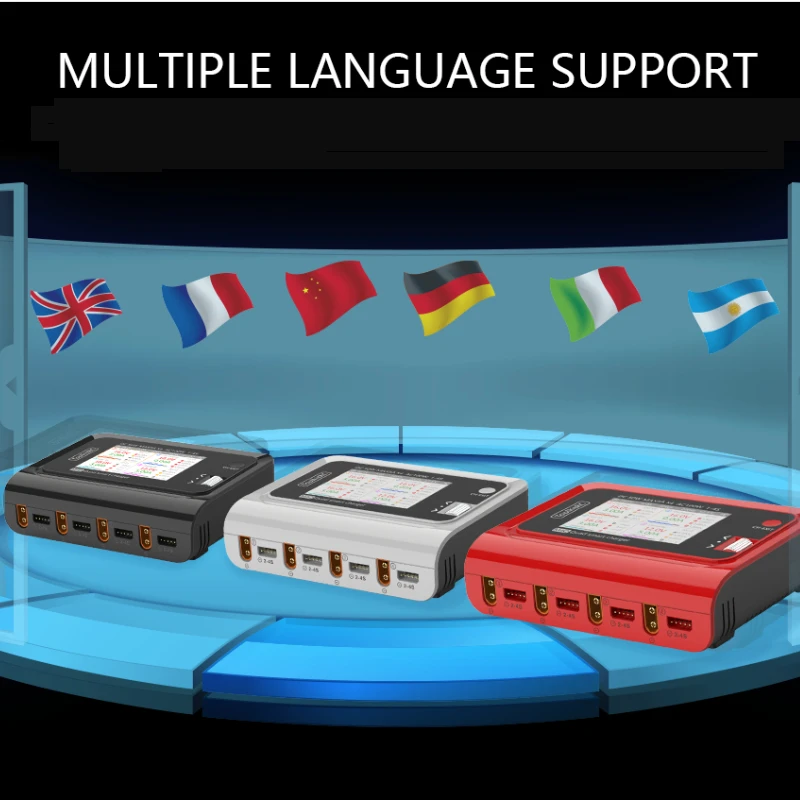 Интеллектуальное зарядное устройство ToolkitRC Q4AC Dis 4x50 Вт 5A AC 100 4 порта DC XT60/XT30 для RC
