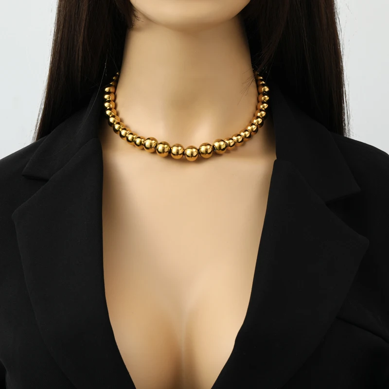 Кубинская цепочка GANEMLY из нержавеющей стали 316L с бусинами ожерелье для женщин