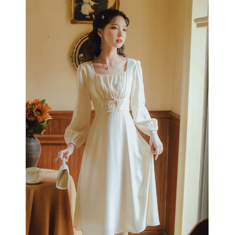 

French Vintage Lolita Midi Dress Women Lace Elegant Princess Party Fairy Dress Female 2022 Spring Casual Korean Wedding Victoria
