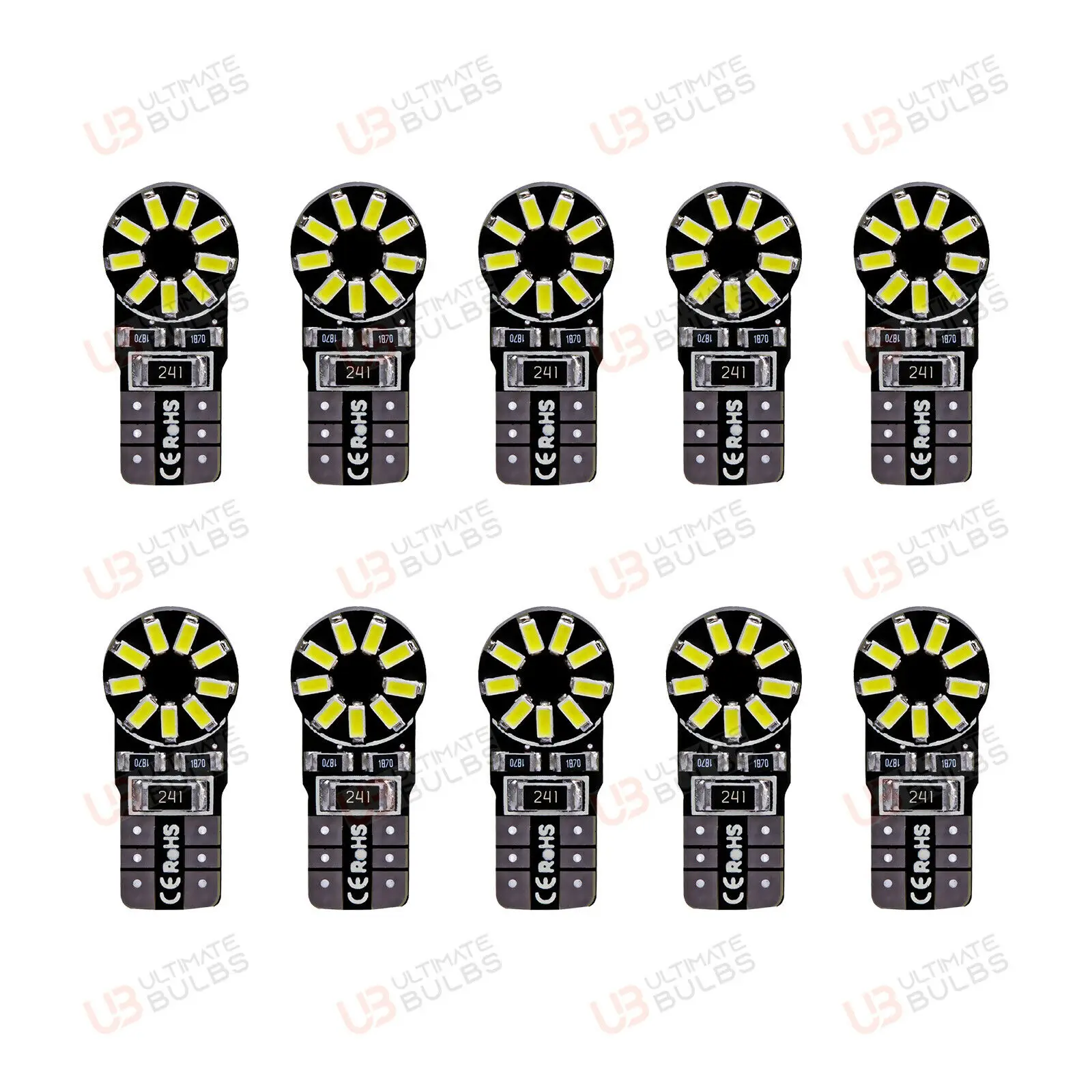 

10 x 18 SMD T10 CAR BULBS LED ERROR FREE CANBUS XENON WHITE W5W 501 SIDE LIGHT