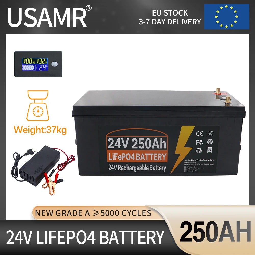 Литий-железо-фосфатный аккумулятор 12 В 24 300 Ач 5000 50 LiFePO4 Встроенный BMS + циклы для RV