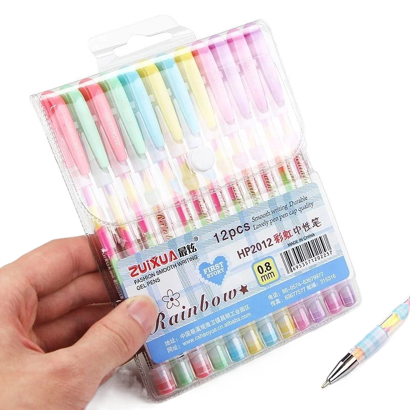 

12/6pcs Rainbow Neutral Pen Fluorescent Pen Multicolor Bullet Head Colorful Students Use Hand-Painted Graffiti Ballpoint Marking