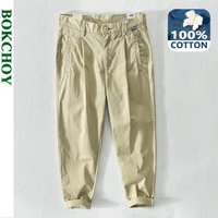 2022 spring summer new men cargo pants 100 cotton solid color loose straight casual trouser ga z387