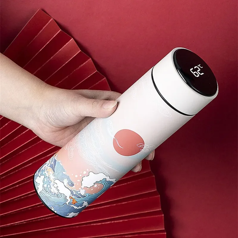 

Thermo Bottle 480ML Chinese Style Cup Smart Temperature Display Portable Heat Hold Vacuum Flask For Thermos Mug Cups