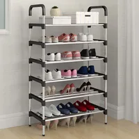3/4/5/6 Layers Stainless Steel Shoe Rack Multi-layer Shoes Cabinet Storage Organizer Living Room Bedroom Space Saving Shoes Rack