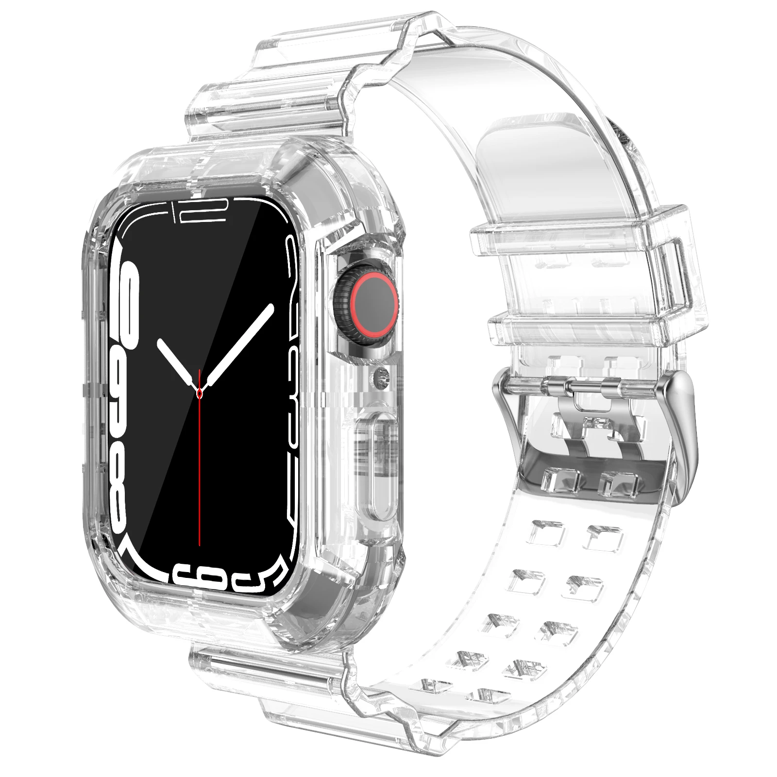 

Sport Clear Band + Case for Apple Watch 7 6 SE 5 4 3 2 Transparent silicone Strap for iwatch Strap 38mm 40mm 44mm 42MM 41MM 45MM