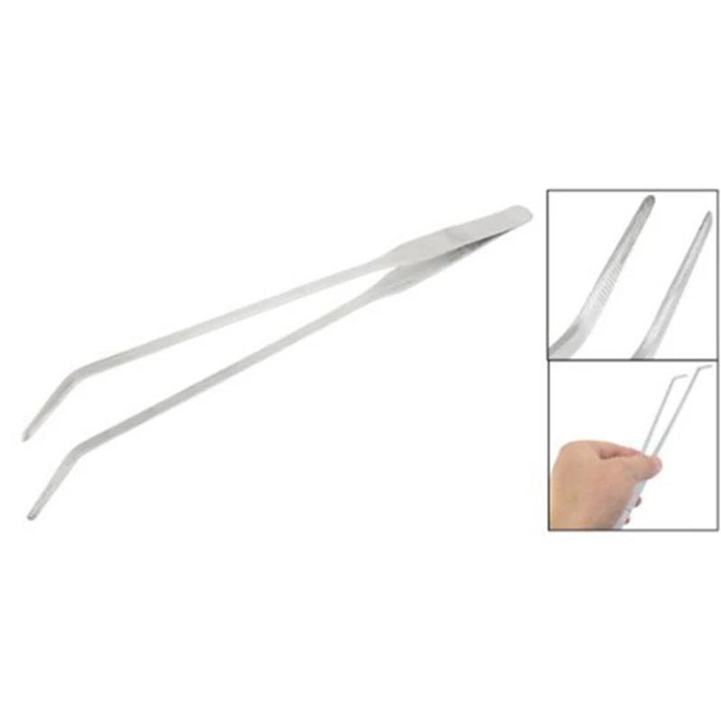 

2X 10.4 Inch Long Stainless Steel Curved Tweezer For Fish Tank Plants