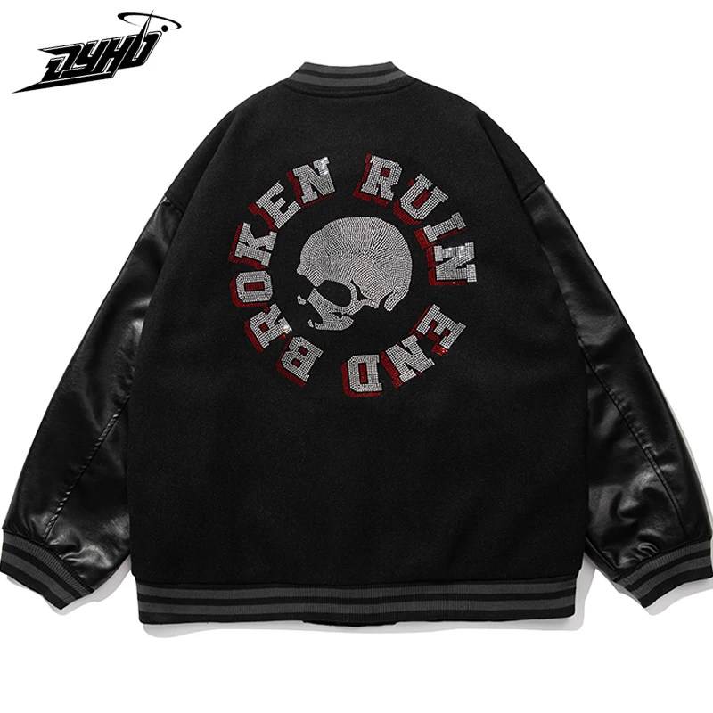 Куртка-бомбер мужская с вышивкой черепа на осень/зиму | Мужская одежда