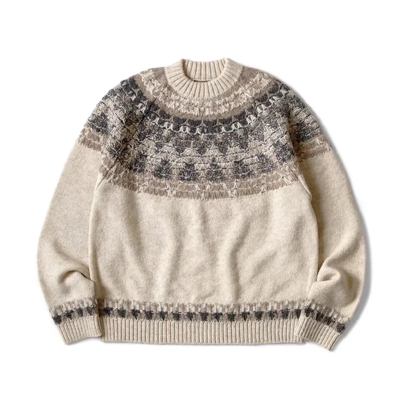 

Arm KAPITAL 23AW Double Smiling Face Wool Blend Warm Men's And Women's Round Neck Sweater For Men Wome