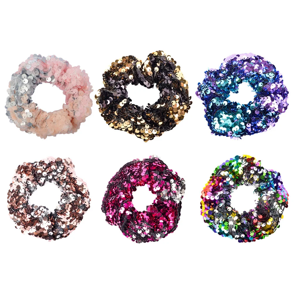 

6 Pcs Hair Rope Sequin Tie Women's Kids Accessories Girls Ring Elastic Band Woman Scrunchies
