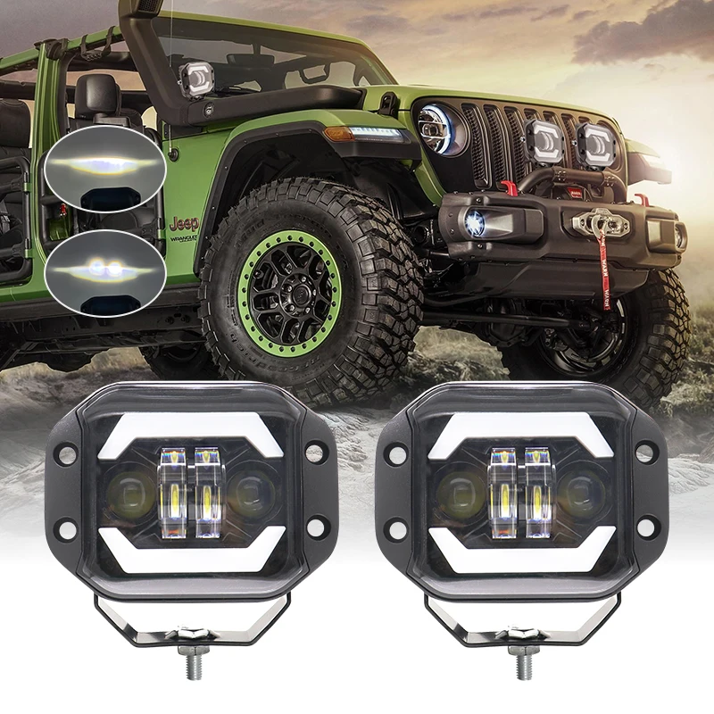 DRL LED Headlights 5 Inch 12V Driving Work Light for Jeep Truck Off Road 4X4 SUV Car Spotlight Flush Mounted 6000K Lamp