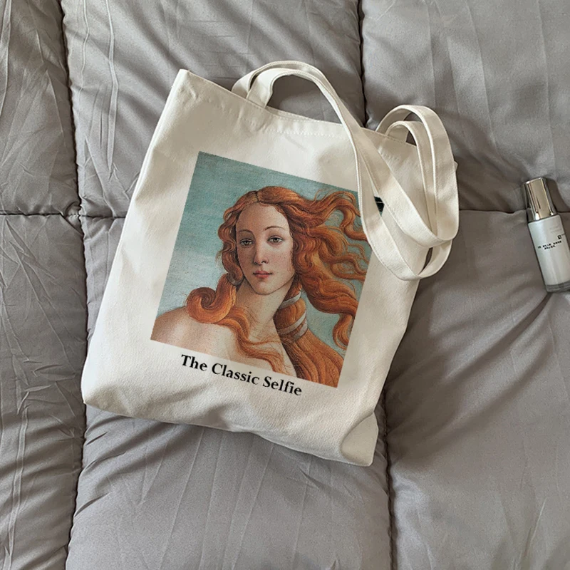 

Women Shoulder Canvas Bag Cute Cartoon Art Roman Mythology Printed Elegant Letters New Punk Harajuku College Stationery