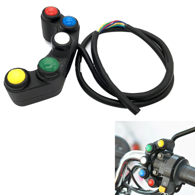 

Universal 5 Button Array Motorcycle Switches Race Bikes Motorcross 22mm Handlebar Switches Assembly Handle Bar Switch