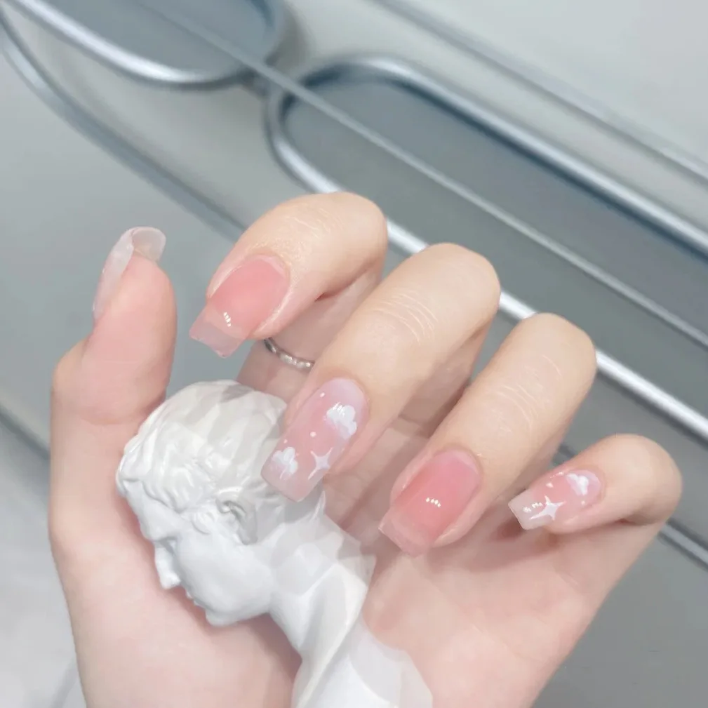 

Press on False with Designs Set Cartoon Animal Decal Fake Nails Art Heart Point Full Cover Artificial Short artificial Nail Tips