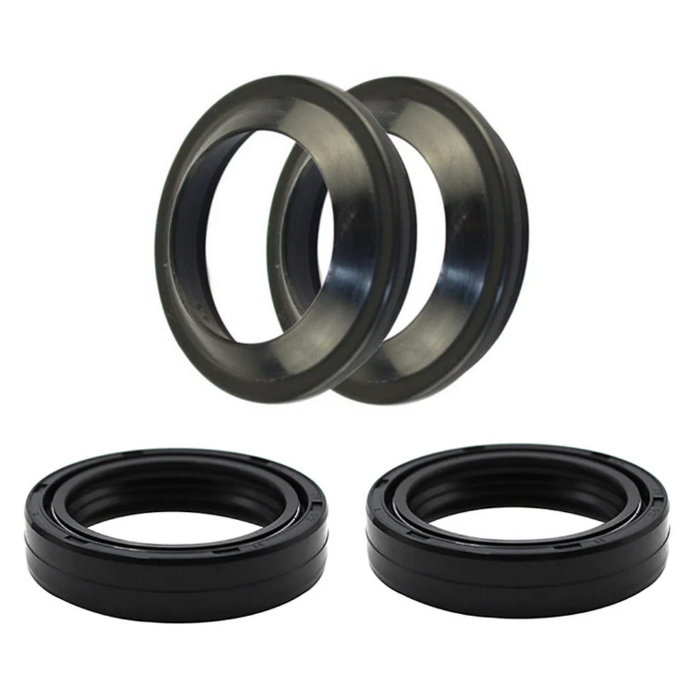 

Motorcycle Front Accessories Oil Seals Dust Seals 1 Set Black High Quality Replacing Rubber Damper Shock Dust Seal Kits