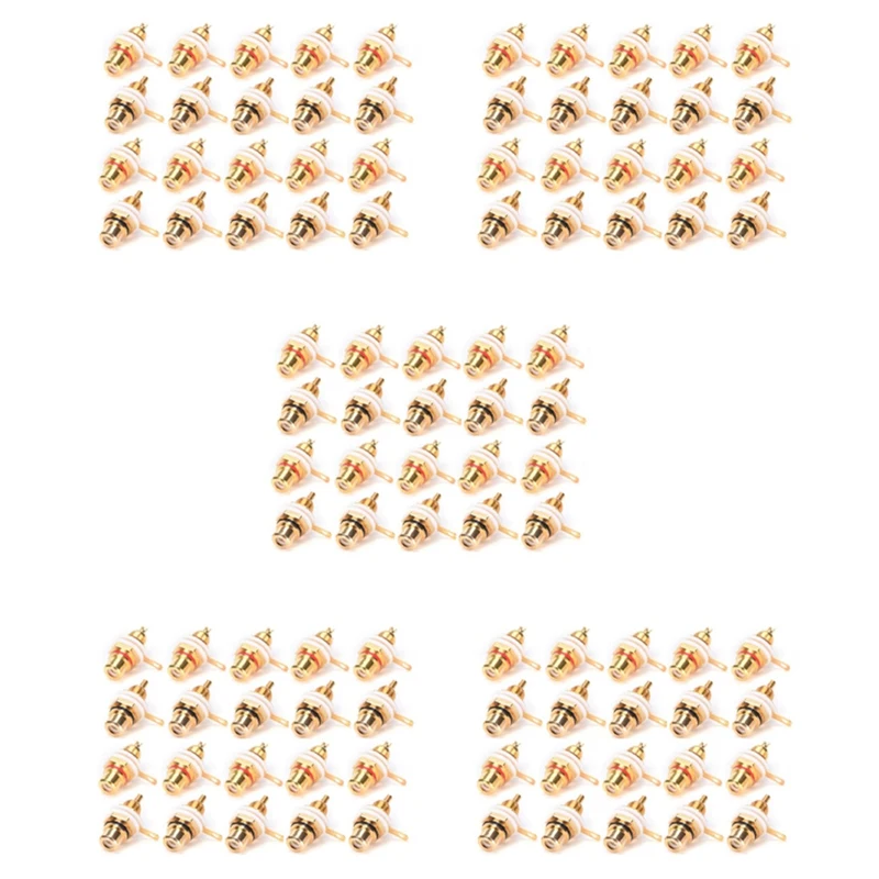 

100Pcs Gold Plated RCA Terminal Jack Plug Female Socket Chassis Panel Connector For Amplifier Speaker
