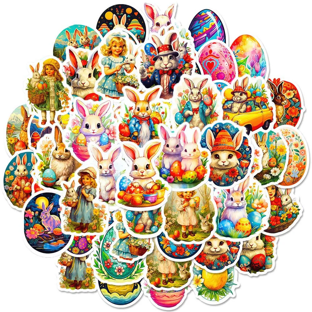 

10/50Pcs Cute Easter Rabbit Animal Varied Graffiti Stickers Skateboard Scrapbooking Notebook Wall Travel Luggage DIY Comics Gift