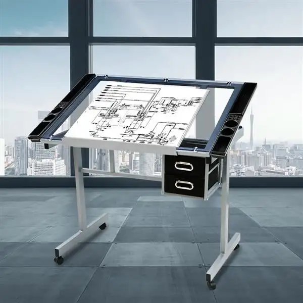

Rolling Drafting Table with Tempered Glass