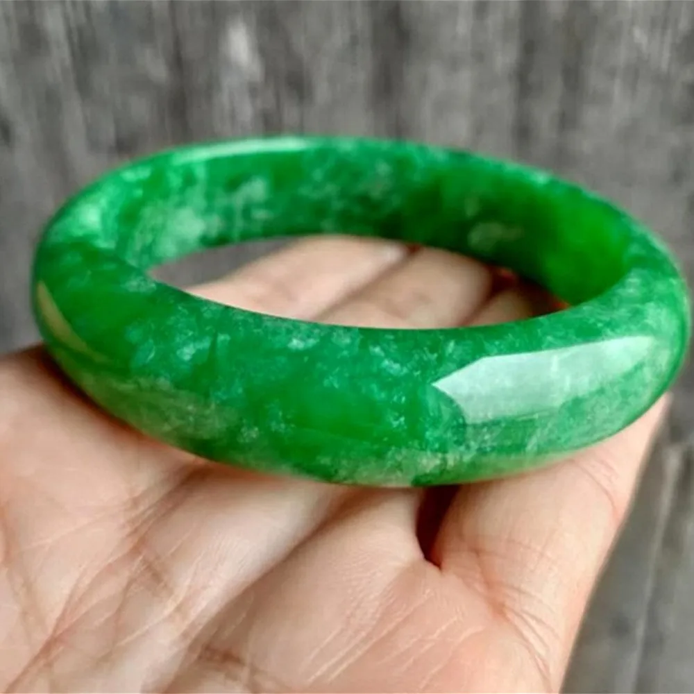 

New Natural Original Ecological Pattern Fine Myanmar Emerald Green Bangle Women's Jade Bracelet Lucky Amulet Handring Jewellry