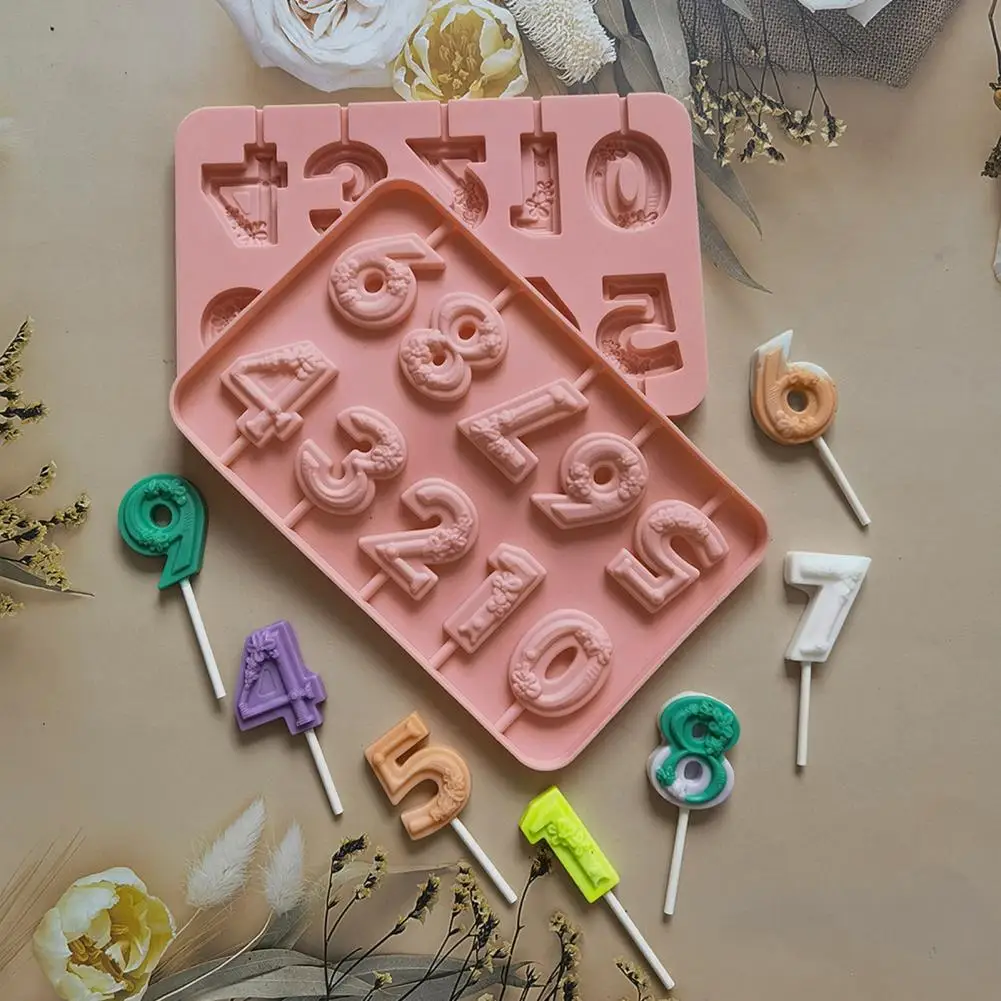 

Convenient Chocolate Mold Eco-friendly Lollipop Mold Reusable Numeric Shaped Modeling Chocolate Candy Mould Baking Tools