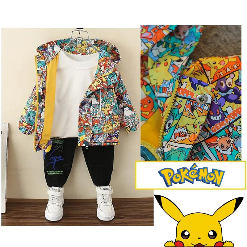 

Pokemon Pikachu Jacket Coat For Kids Boys Girls Baseball Jersey Shirt Waterproof Lightweight Anime Tops Children Gifts
