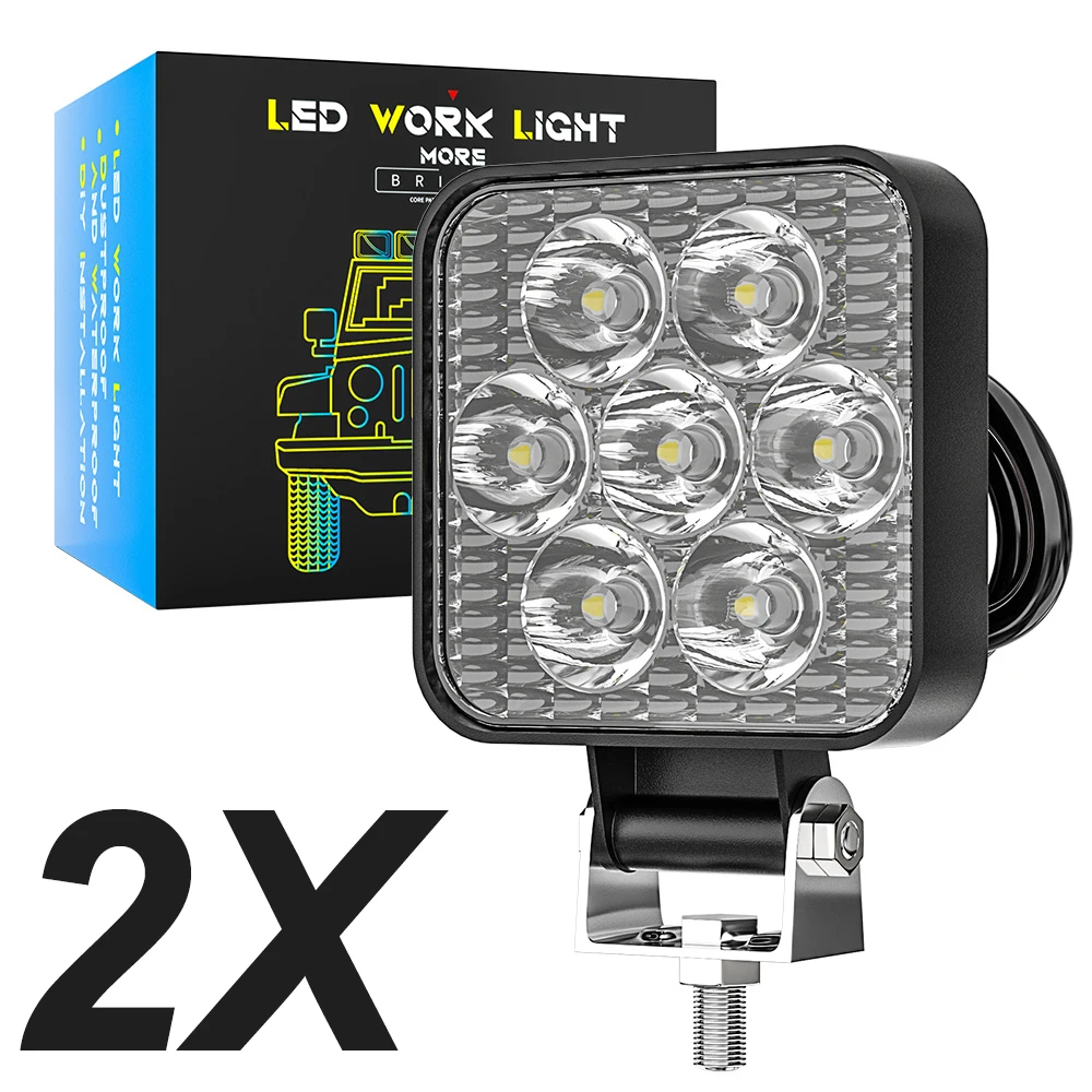 

Автомобильный светодиодный фонарь для внедорожника, противотуманная фара для грузовика, квадроцикла, 4 светодиодный 24 В, 21 Вт, 12 В