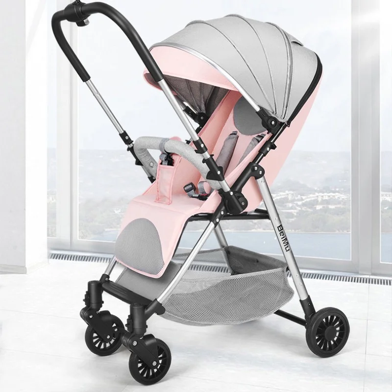 

Two-way High-view Stroller Can Sit and Lie Down with Ultra-light Folding Stroller Four-wheeled Shock Absorber Stroller